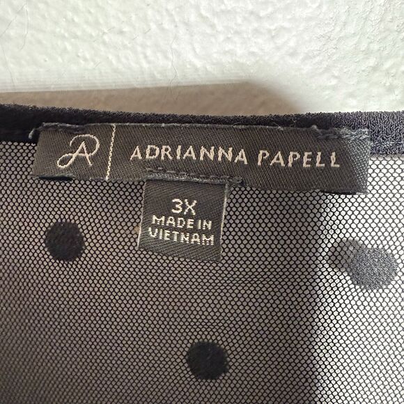 Adrianna Papell Shirt Womens Medium Black Heart Mesh Ruffle Yoke Top Blouse NWT - Picture 7 of 10